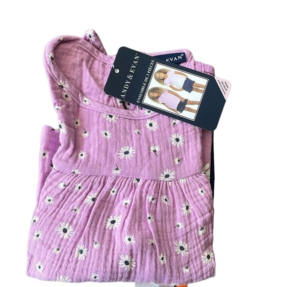 Andy & Evan - Girls’ 3 Pc Short + Tops Set - Picture 6 of 6